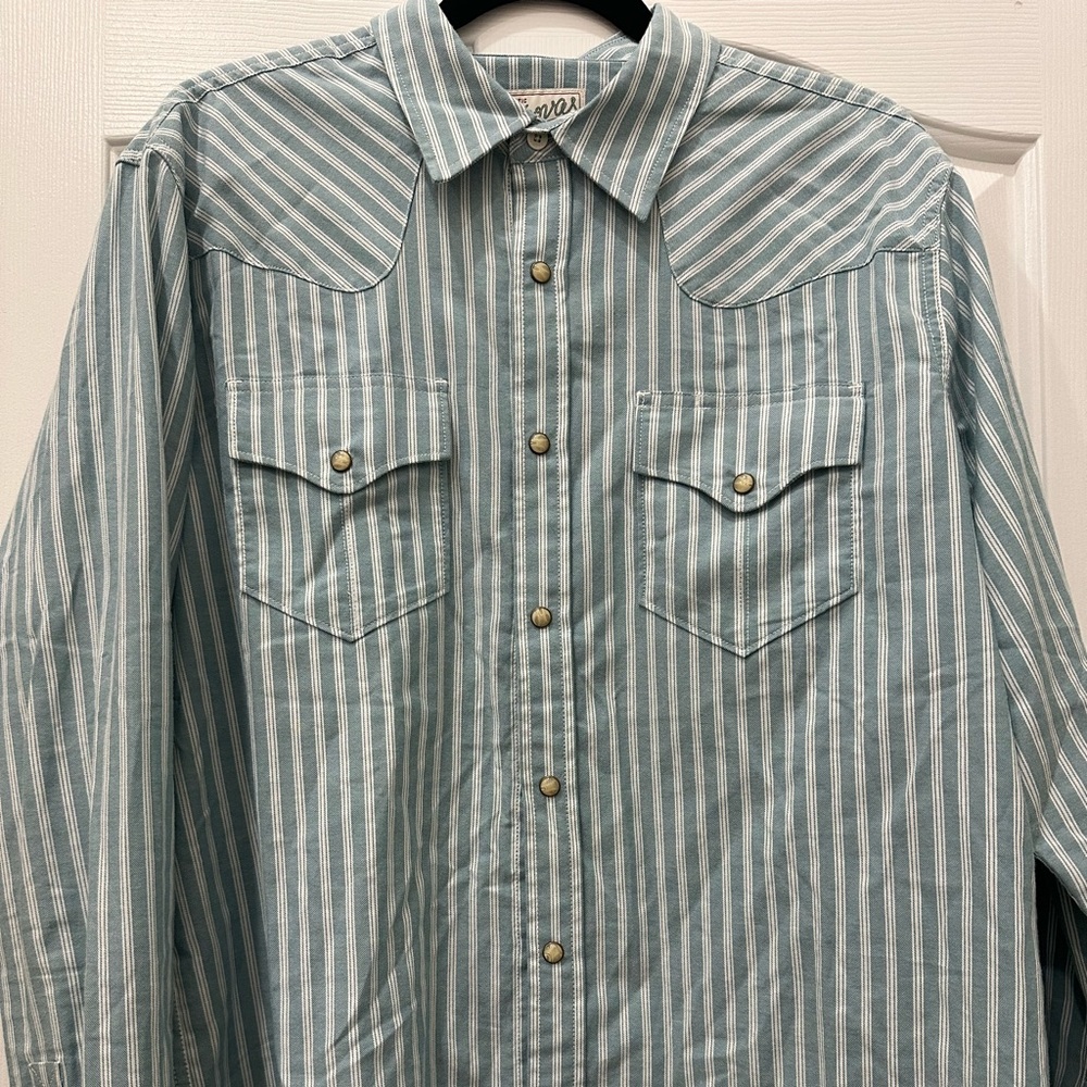 Tecovas Blue Striped Casual Button Down Shirt